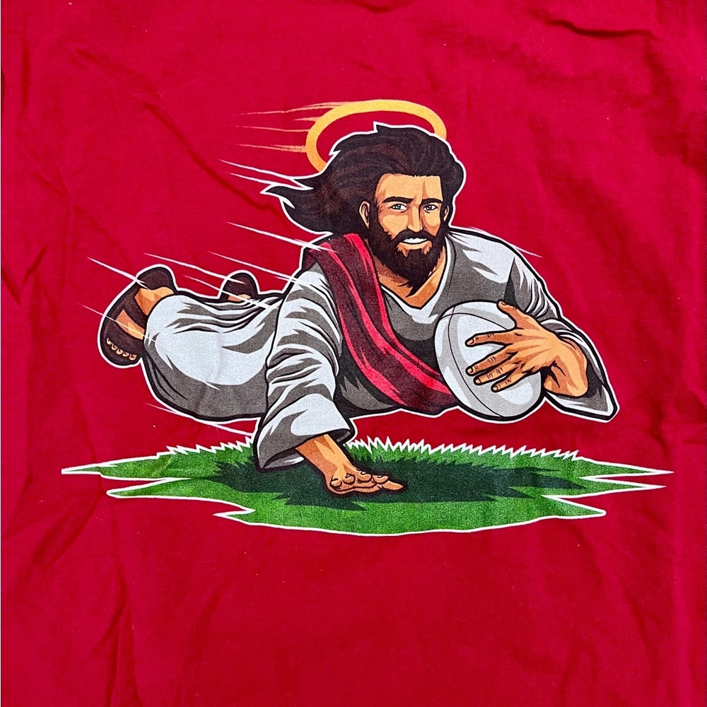 Jesus Rugby Tee Youth Large Adult Small Red Shirt boys girls men’s women’s​ - Picture 2 of 2